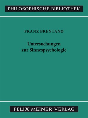 cover image of Untersuchungen zur Sinnespsychologie